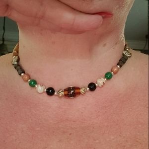 Vintage Elastic beaded choker necklace with